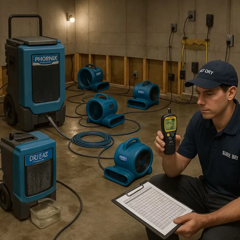 Structural Drying and Dehumidification process in Villa Park, CA